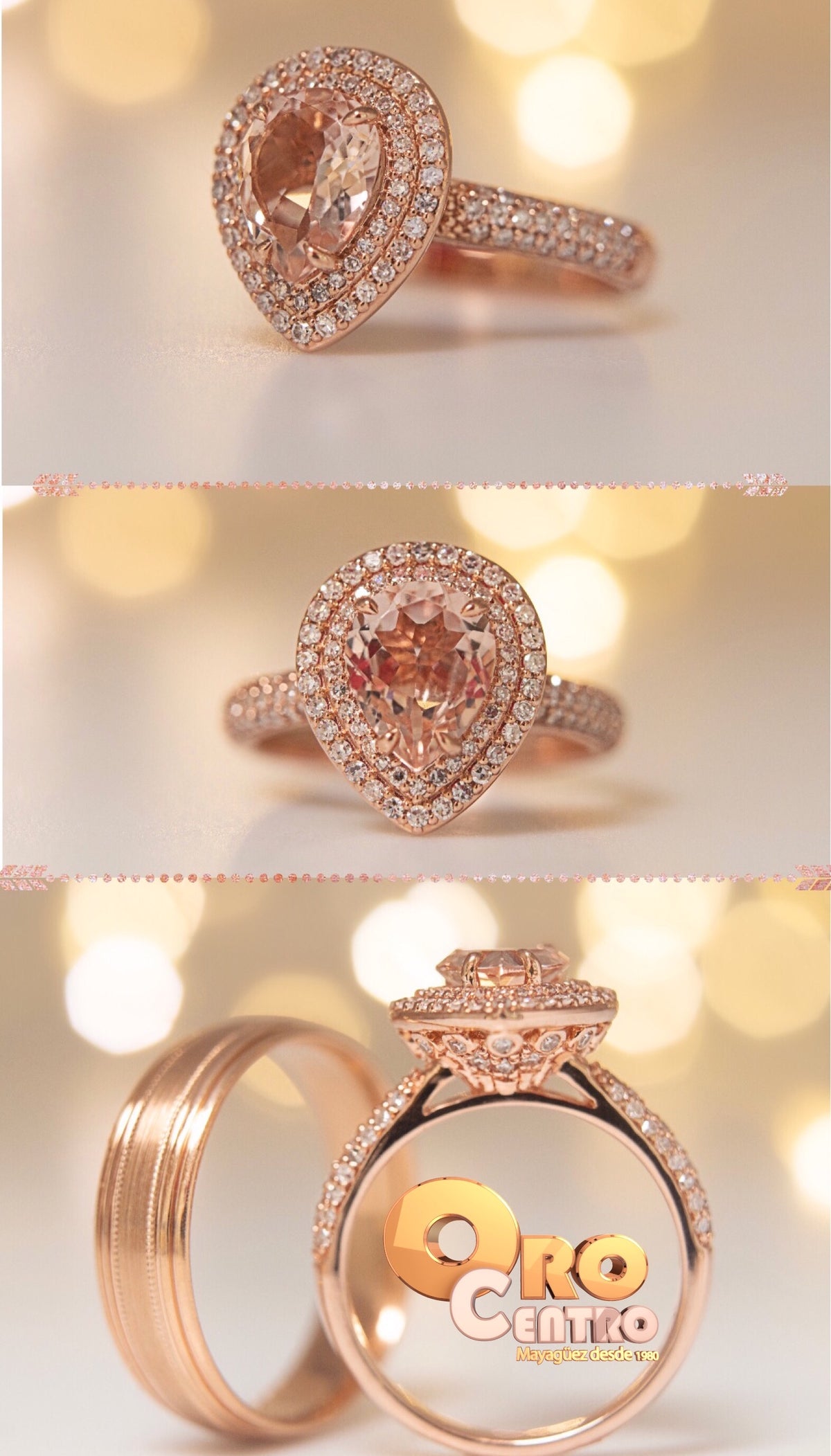 Rose gold diamonds and morganite engagement ring